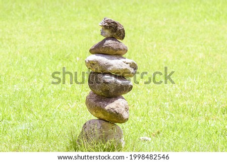 man made art stones , beautiful combination with green grass