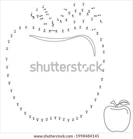 Apple Icon Connect The Dots, Edible Fruit Icon, Puzzle Containing A Sequence Of Numbered Dots Vector Art Illustration