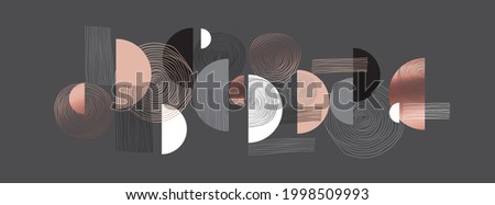 Elegant rosy gold and gray geometric header template. Lux and business vibes laconic vector design element for card, header, invitation, poster, social media, post publication.  Royalty-Free Stock Photo #1998509993