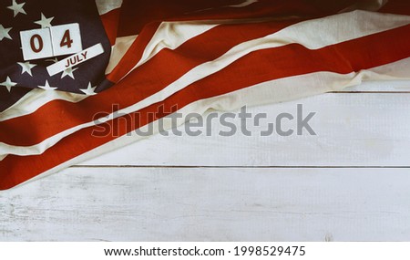 USA national holidays Independence day American flag on wooden background