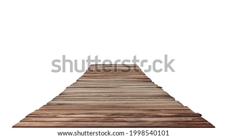 wooden pier isolated on a white background.