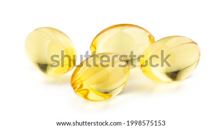 Fish oil capsule isolated on white background