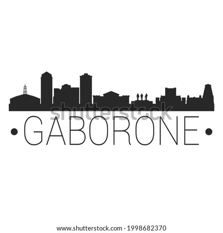 Gaborone, Botswana City Skyline. Silhouette Illustration Clip Art. Travel Design Vector Landmark Famous Monuments.