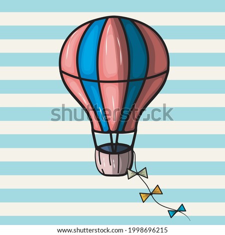Moving Hot air balloon. Vector clip art