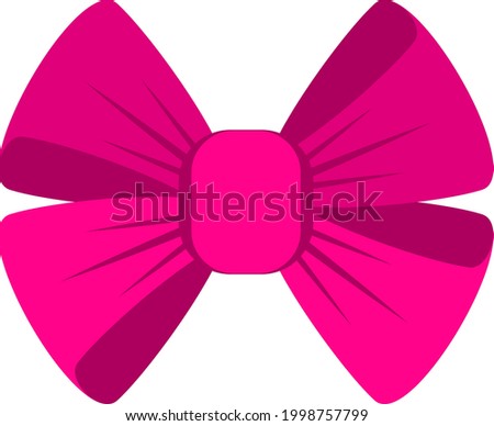 Decorative festive pink bow. Icon for greeting cards, certificates and invitations for birthday, wedding, celebration. Flat vector illustration.