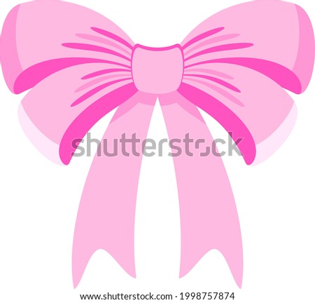 Decorative festive red bow. Icon for greeting cards, certificates and invitations for birthday, wedding, celebration. Flat vector illustration.