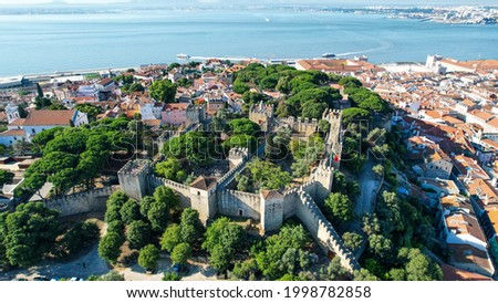 Amazing view from  the São Jorge Castle and the tejo river  as background at Lisbon,Portugal