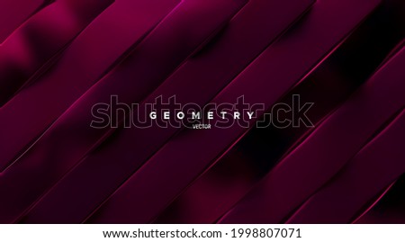 Geometric minimalist 3d pattern. Burgundy red slanted ribbons. Abstract elegant background. Vector illustration. Sliced surface. Modern cover or wallpaper design. Royalty-Free Stock Photo #1998807071