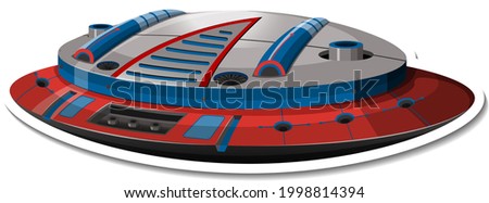 A sticker template with UFO or fighter aircraft isolated illustration