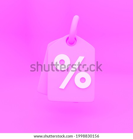 3D render illustration TICKET VOUCHER COUPON DISCOUNT LOGO ICON isolated on pink background.
