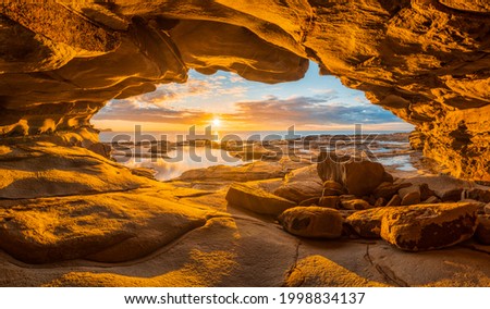 The cave that looks like the map of Australia at Avoca NSW Australia Royalty-Free Stock Photo #1998834137