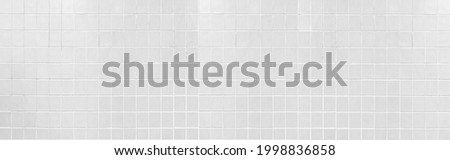 Panorama of Vintage white mosaic kitchen tile wall texture and background seamless 
