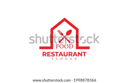 Restaurant Monogram Vector Logo Template, Food Logo with Spoon and Fork Icon