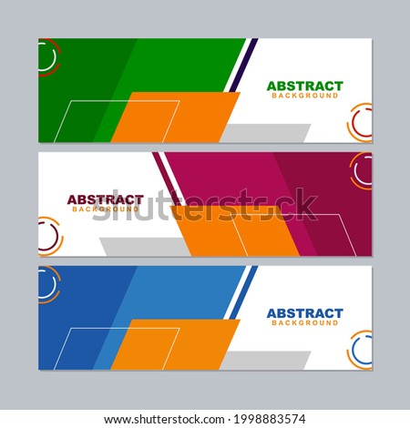 Illustration set vector of abstract background in white color with green, brown, pink, and violet color element. Good to use for banner, social media template, poster and flyer template, etc.