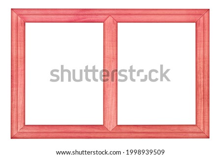 Red Wood frame or photo frame isolated on white background ,clipping path included use for graphic design