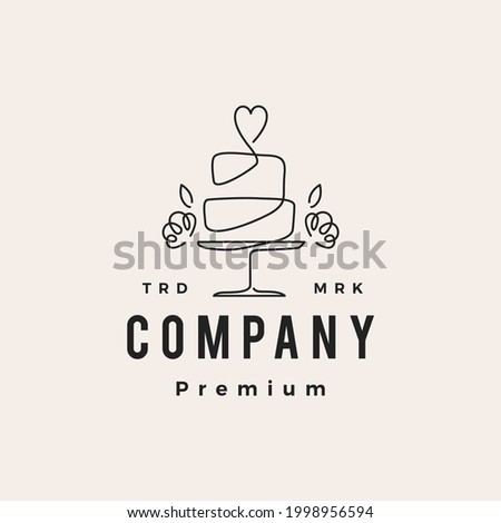 love cake wedding bakery hipster vintage logo vector icon illustration