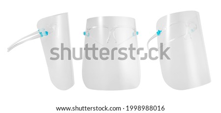 Plastic face shield with different angle isolated on white with clipping path Royalty-Free Stock Photo #1998988016
