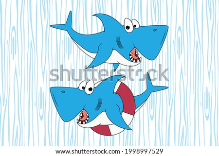 cute shark animal cartoon, simple vector illustration