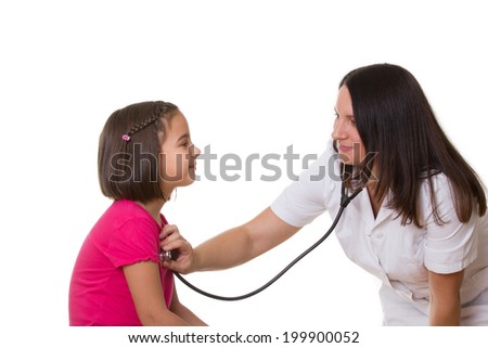 Pediatric medical examination isolated on white background