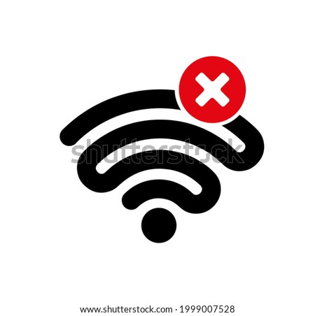 No wifi glyph sign on white background