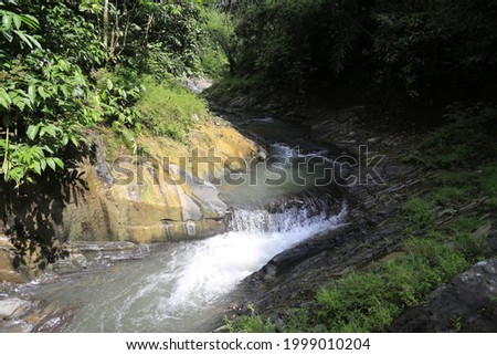 Open river and rocks at Kuningan regency of Indonesia
