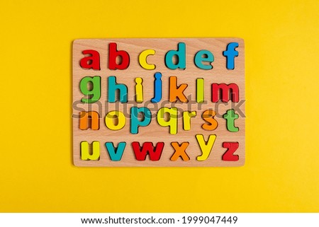 Learning letters. Website, video blog Yellow background
