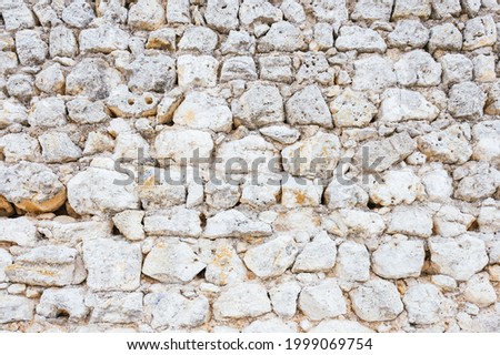 Textured background stone wall of a medieval castle.