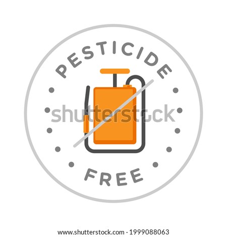 Pesticide free round badge vector icon design, natural organic, bio