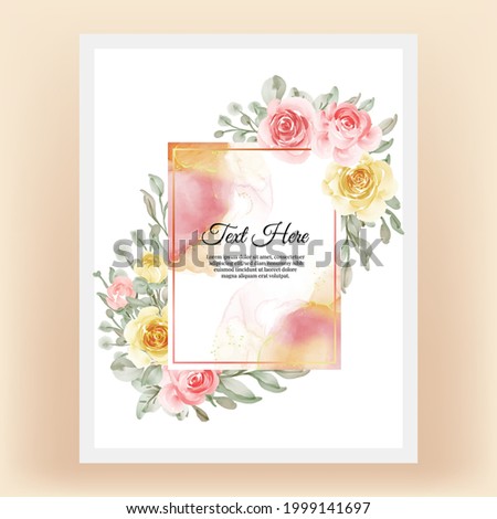 Beautiful floral frame with elegant flower peach yellow