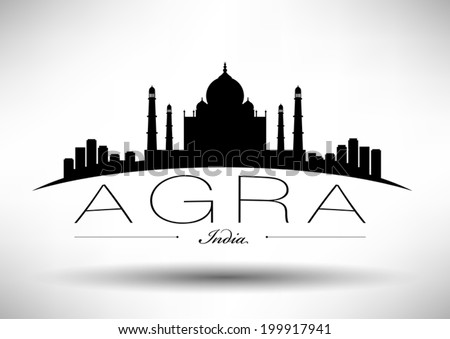 Agra Skyline with Typography Design Royalty-Free Stock Photo #199917941