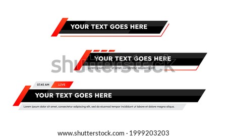 Lower third design template. Set of TV banners and bars for news and sport channel, streaming and broadcasting. Vector illustration. Royalty-Free Stock Photo #1999203203