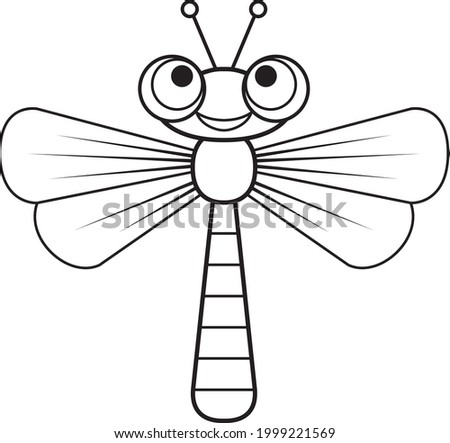 Cartoon dragonfly. Coloring page. Illustration for children. Cute and funny cartoon characters. Coloring book for small children.