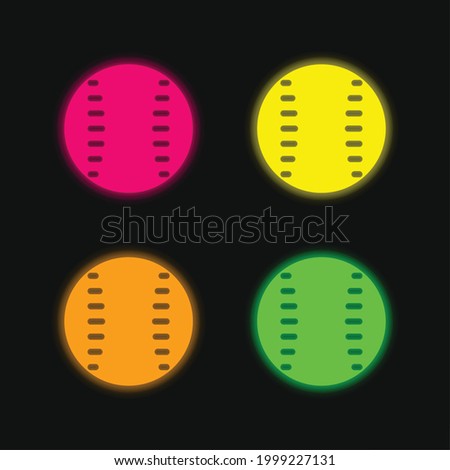Baseball four color glowing neon vector icon