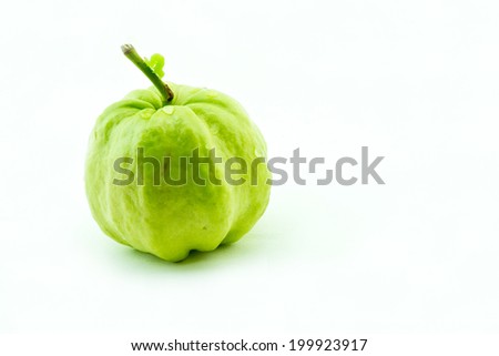 isolated guava with the worm on white background