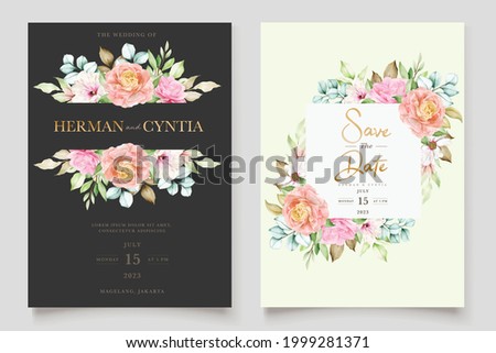 watercolor floral wedding card set