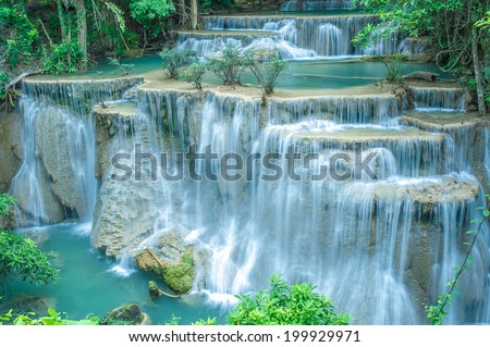 Deep forest waterfall Kanjanaburi Thailand