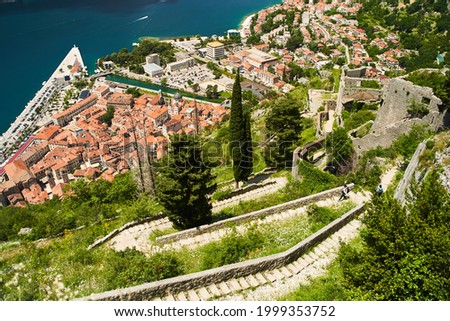 Aerial view of Kotor and the Bay of Kotor. Montenegro. High quality photo