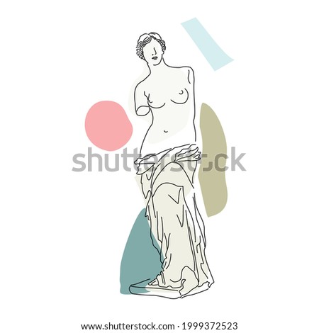 Line art beautiful woman statue illustration. Royalty-Free Stock Photo #1999372523