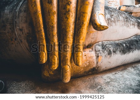 Big Buddha statue hand world heritage Sukothai Thailand