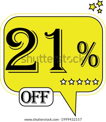 21% off Floating yellow balloon for promotional offers and discounts.
