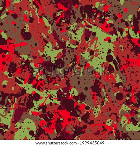Red and green paint seamless pattern, abstract multicolor vector background. Colorful design wallpaper for textile, fabric, wrapping paper.