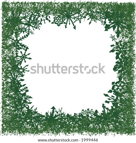 Green snowflake border with a warm and romantic feel. Illustration contains no gradients.