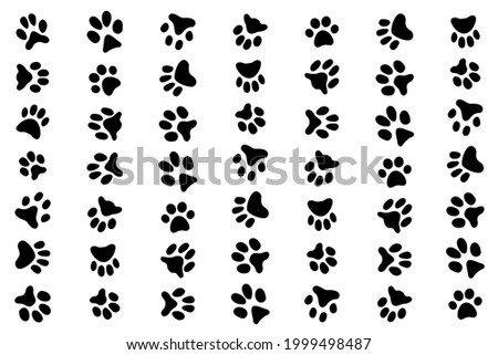 Wallpaper with lots of cat footprints. Cat wallpaper. Vector illustration.