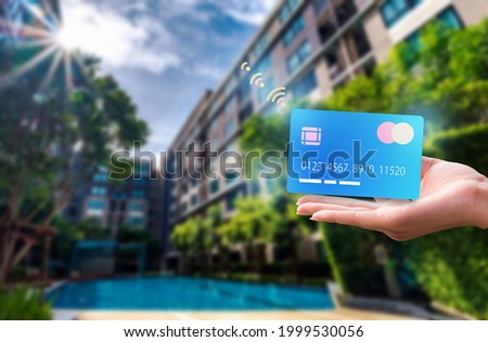 credit card isolated on wifi technology, security