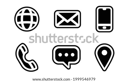 Simple contact us icon, black and white communication symbol set. vector image