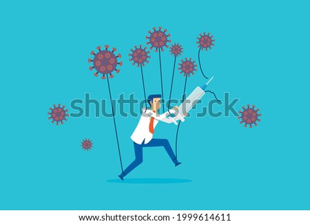 Coronavirus COVID-19 vaccine treatment medicine discovery, Vector illustration design concept in flat style