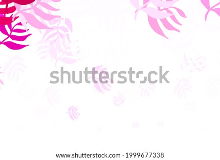 Light Pink vector abstract backdrop with leaves. Creative illustration in blurred style with leaves. The best design for your business.
