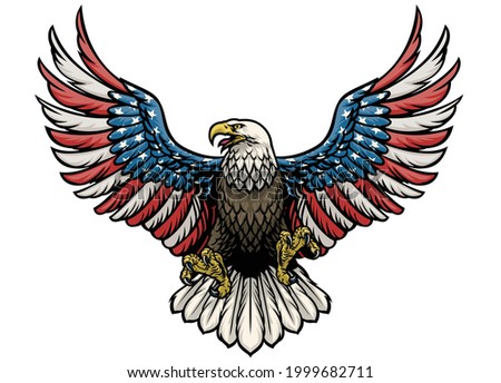 vector of eagle painted in american flag