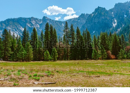 Beautiful landscape and mountain view in Yosemite National Park, California.