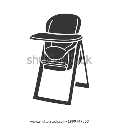 Baby Highchair Icon Silhouette Illustration. Child Seat Vector Graphic Pictogram Symbol Clip Art. Doodle Sketch Black Sign.